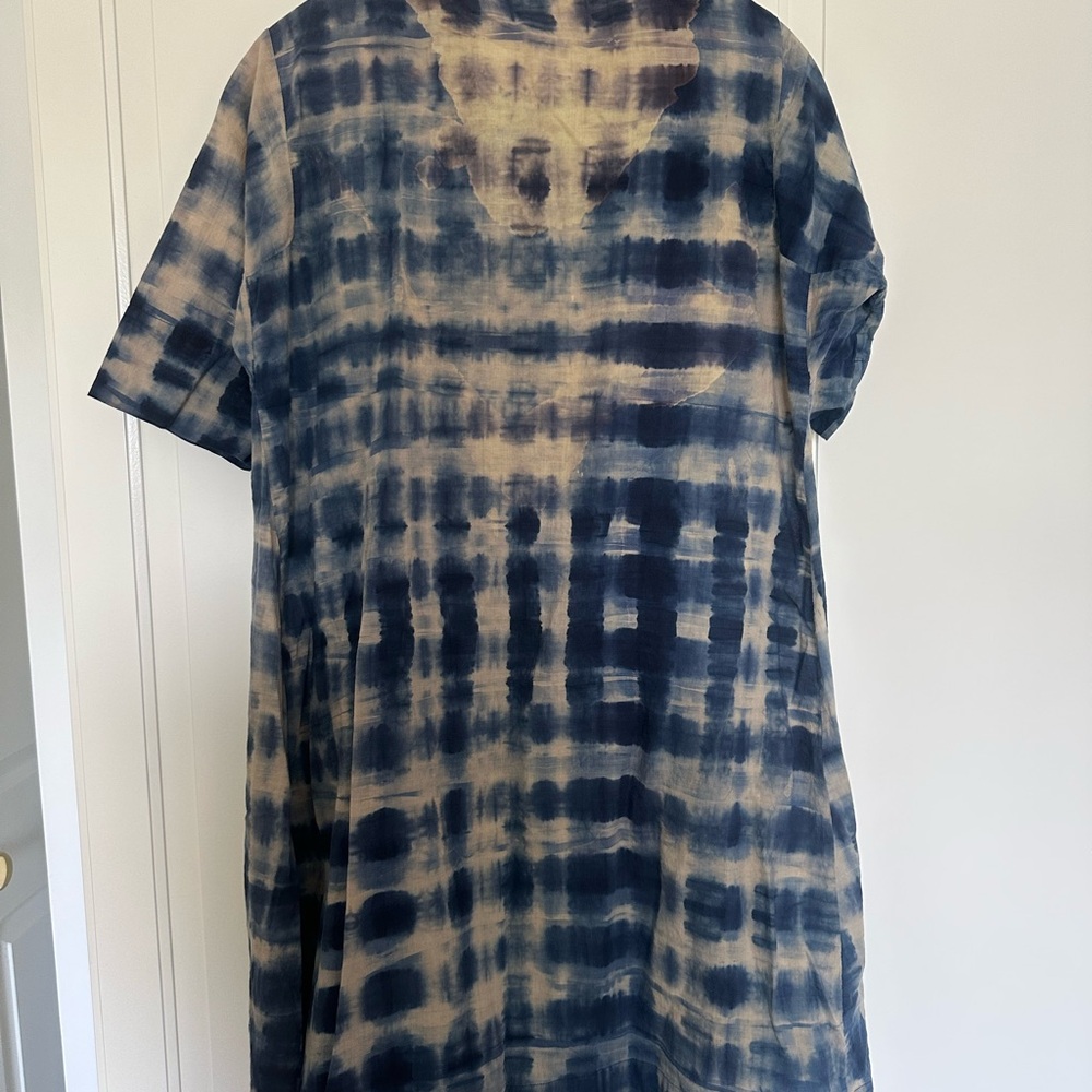 Navy Tie-Dye Short Sleeve Dress